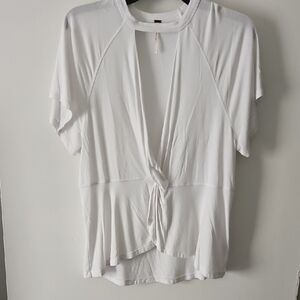 Free People White Tie Front Blouse